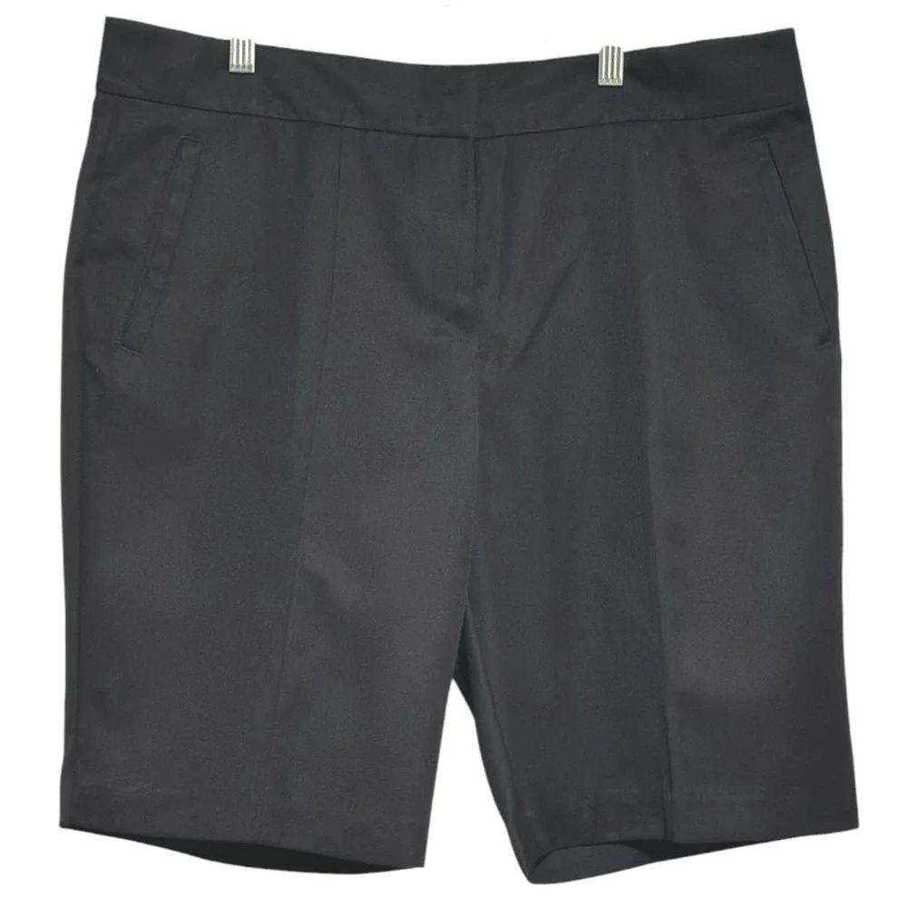 IZOD Golf Shorts Women Black Performance Flat Front Activewear Country Club 16